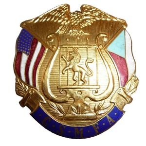 Vintage CSMFA Czechoslovak Musical Federation of America Enamel Screw Back Pin